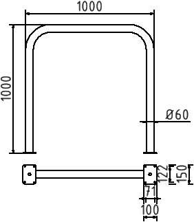 Schake Arc de protecție, Ø 60 × 2,5 mm, Ø 60 mm, oțel zincat la cald, fix, cod 465_52