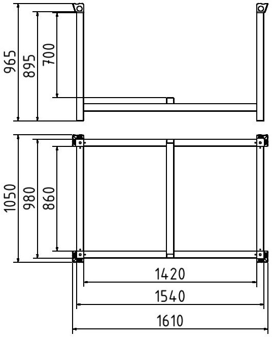 Schake Palet pentru depozitare și transport, seria 50116, 60 × 60 mm, 1,43 m, oțel zincat, cod 50116
