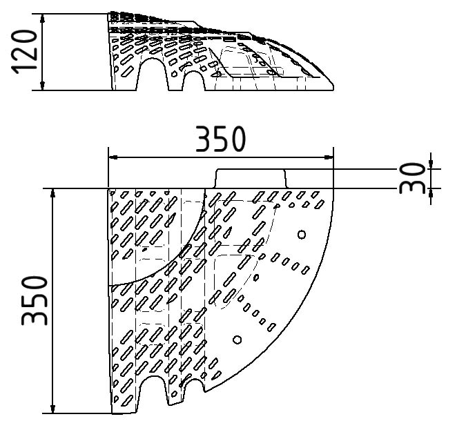 Schake Limitator de viteză sau rampă, tip NOX, 350 × 350 × 120 mm, fix, mobil, cod 33920L