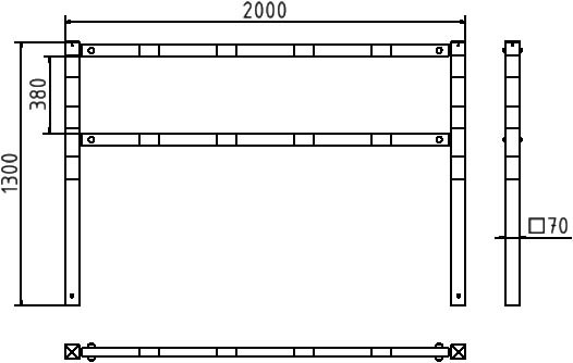 Schake Barieră de acces, 70 × 70 mm, 60 × 40 mm, oțel zincat la cald, fix, cod 416_20B