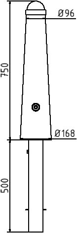 Schake Bornă de protecție, RAL 8019, Ø 168 / 96 mm, oțel zincat la cald, demontabil, cu închidere, cod 40168FB