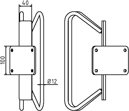 Schake Suport pentru biciclete, Ø 12 mm, 40 × 40 mm, oțel zincat la cald, cod 421_56