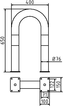 Schake Protecție anti-impact, Ø 76 mm, oțel zincat la cald, galben/negru, fix, cod 477_04PBG