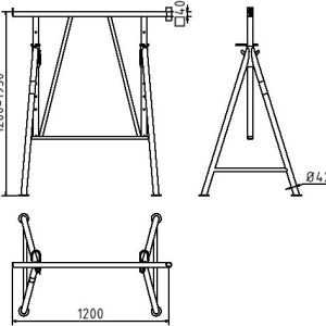 Schake Capră de schelă, model Compact S, Ø 42 mm, 40 × 40 mm, oțel, fix, cod 10123S