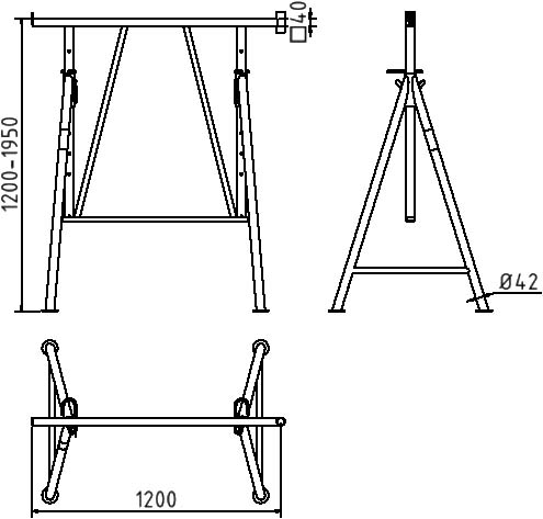Schake Capră de schelă, model Compact S, Ø 42 mm, 40 × 40 mm, oțel, fix, cod 10123S