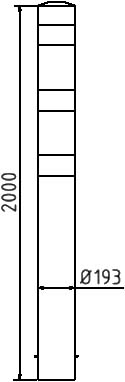 Schake Bornă de protecție, Ø 193 × 3,6 mm, oțel, galben/negru, fix, pentru betonare, cod 40192BG