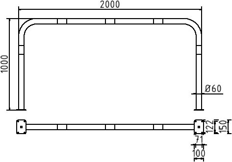 Schake Arc de protecție, Ø 60 × 2,5 mm, Ø 60 mm, oțel zincat la cald, fix, cod 465_54B
