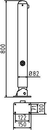 Schake Bornă de protecție, seria 480B, RAL 7016, Ø 82 mm, 100 × 150 mm, oțel zincat la cald, cod 480FUB