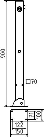 Schake Stâlp de protecție, 70 × 70 mm, 100 × 150 mm, oțel zincat la cald, fix, pliabil, cod 470UD