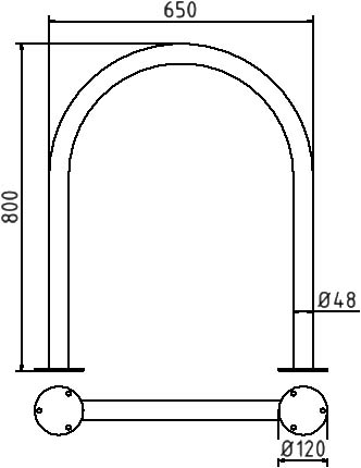 Schake Arc din oțel inoxidabil, Ø 48 mm, inox, fix, cod 449_65P