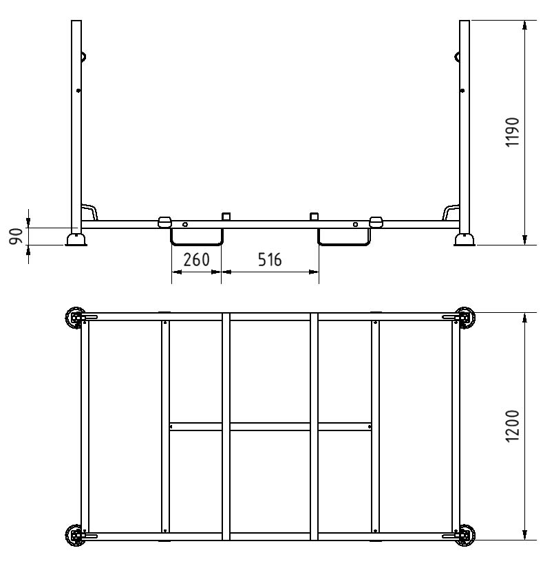 Schake Palet pentru depozitare și transport, 40x40 mm, 2 m, oțel zincat, pliabil