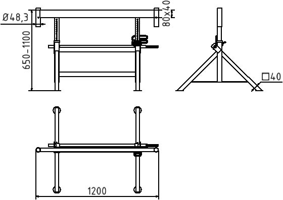 Schake Capră de schelă, K1200, Ø 48,3 mm, 2 m, pliabil, cod 101281