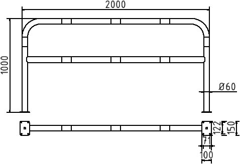 Schake Arc de protecție, Ø 60 × 2,5 mm, Ø 60 mm, oțel zincat la cald, fix, cod 465_64B