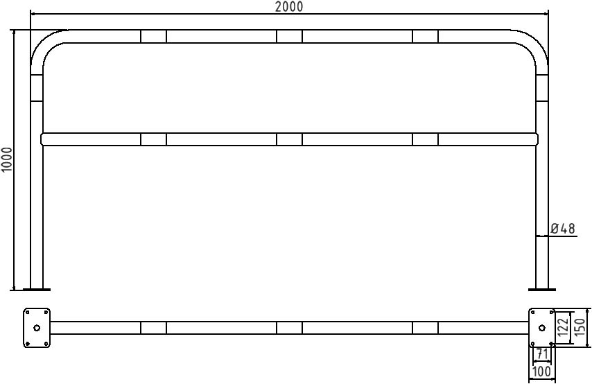 Schake Arc de protecție, Ø 48 × 2,5 mm, oțel zincat la cald, cod 448_64B