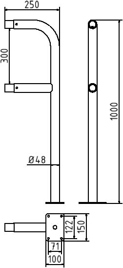 Schake Balustradă de protecție, Ø 48 mm, oțel zincat la cald, fix, pentru betonare, cod 448_80P