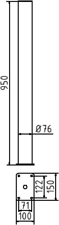 Schake Bornă de protecție, seria 4074B, DB 703, Ø 76 mm, 100 × 150 mm, oțel zincat la cald, cod 4074PB