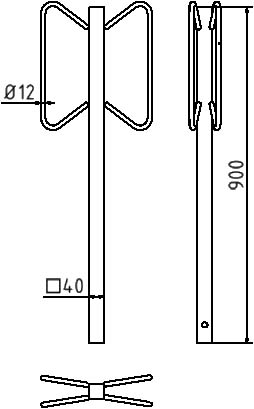 Schake Suport pentru biciclete, Ø 12 mm, 40 × 40 mm, oțel zincat la cald, pentru betonare, cod 421_52