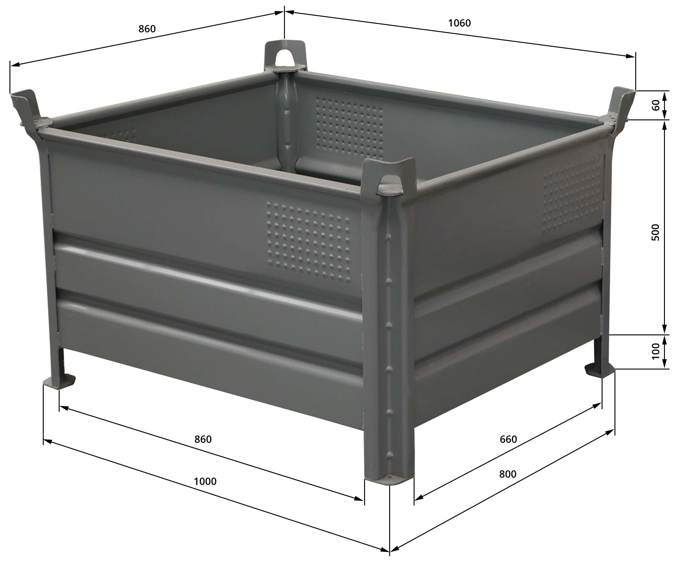 Schake Container metalic de depozitare, 1 m, 0,80 m