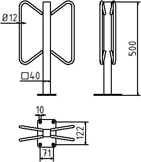 Schake Suport pentru biciclete, Ø 12 mm, Ø 10 mm, oțel zincat la cald, cod 421_54