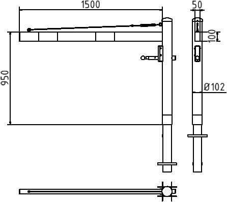 Schake Barieră batantă, Ø 102 mm, 100 × 50 mm, oțel zincat la cald, cu închidere, pentru betonare, cod 4113_15VB