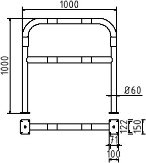Schake Arc de protecție, Ø 60 × 2,5 mm, Ø 60 mm, oțel zincat la cald, fix, cod 465_62B