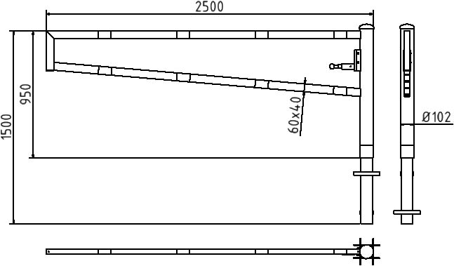 Schake Barieră batantă, Ø 102 mm, 60 × 40 mm, oțel zincat la cald, cu închidere, pentru betonare, cod 4013_25VB