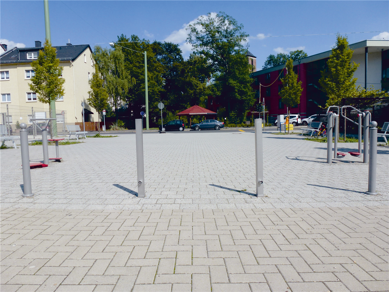 Schake Stâlp de protecție, 70 × 70 mm, oțel inoxidabil, fix, cu închidere, pentru betonare, cod 4070