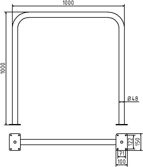 Schake Arc de protecție, Ø 48 × 2,5 mm, oțel zincat la cald, fix, cod 448_52