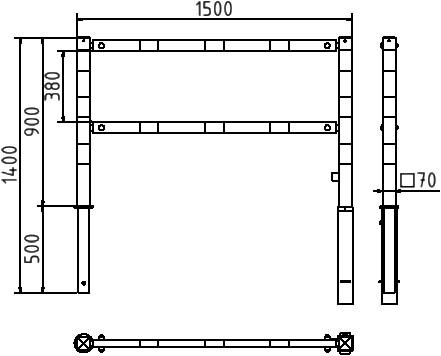 Schake Barieră de acces, 70 × 70 mm, 80 × 80 mm, oțel zincat la cald, fix, demontabil, cod 412_15B