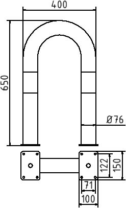 Schake Arc de protecție, Ø 76 × 2,6 mm, oțel zincat la cald, fix, cod 477_04PB