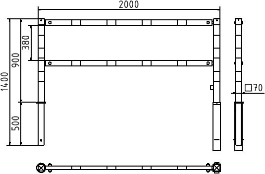 Schake Barieră de acces, 70 × 70 mm, 80 × 80 mm, oțel zincat la cald, fix, demontabil, cod 412_20B