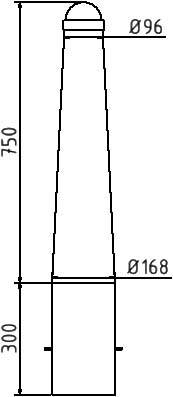 Schake Bornă de protecție, RAL 8019, Ø 168 / 96 mm, oțel zincat, fix, pentru betonare, cod 40168B