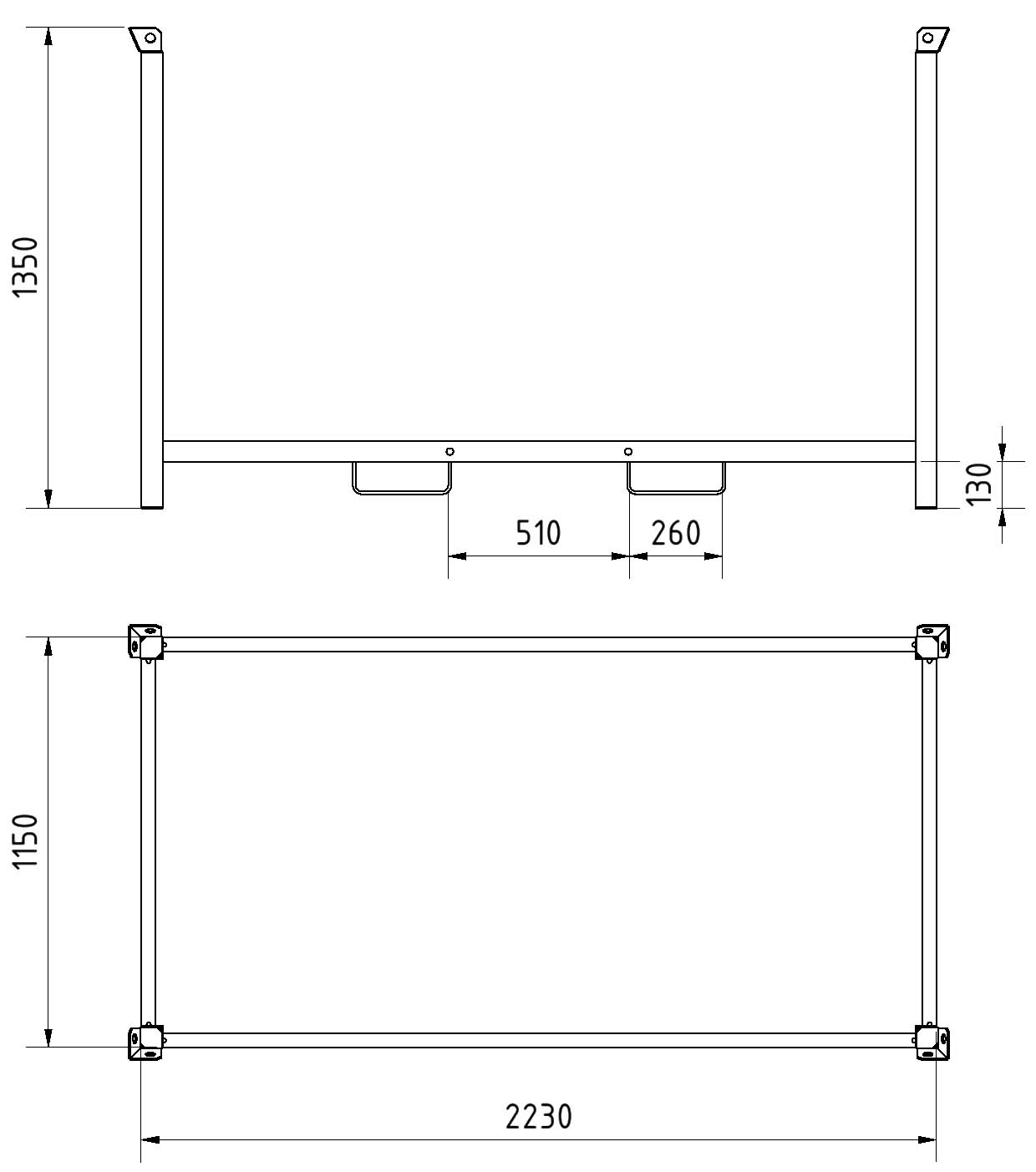 Schake Palet pentru depozitare și transport, 60 × 60 mm, 2,10 m
