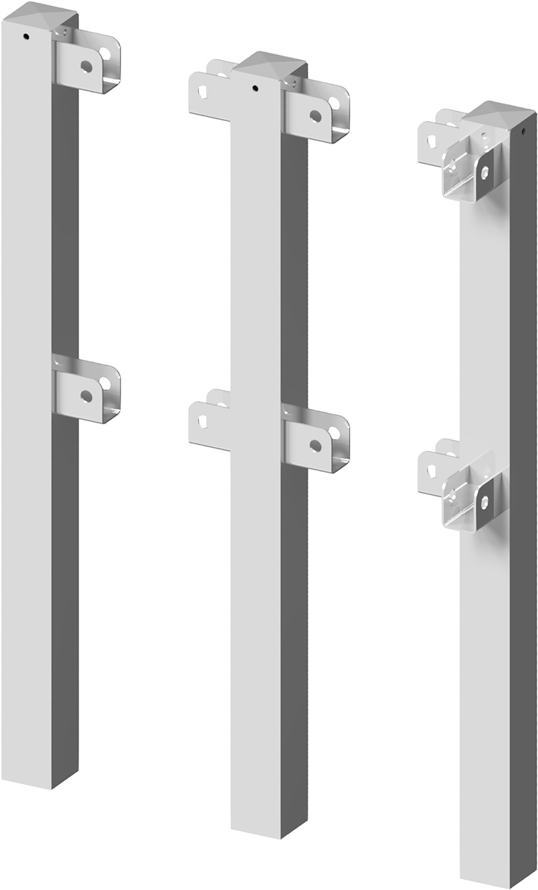 Schake Balustradă de protecție, 70 × 70 mm, 60 × 40 mm, oțel zincat la cald, fix, pentru betonare, cod 4270