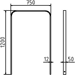 Schake Suport pentru biciclete, DB 703, 50 × 12 mm, 80 × 12 mm, oțel zincat la cald, pentru betonare, cod 4050_075