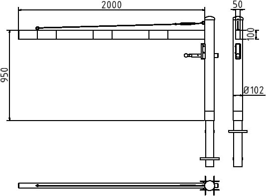 Schake Barieră batantă, Ø 102 mm, 100 × 50 mm, oțel zincat la cald, cu închidere, pentru betonare, cod 4113_20VB