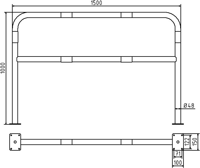 Schake Arc de protecție, Ø 48 × 2,5 mm, oțel zincat la cald, cod 448_63B