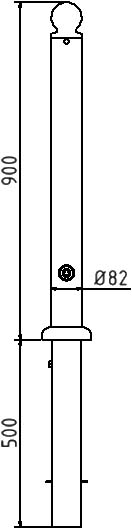 Schake Bornă de protecție, seria 484B, RAL 9005, Ø 82 mm, oțel zincat la cald, demontabil, cod 484FB