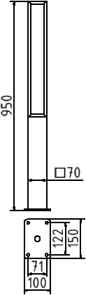 Schake Bornă de protecție, seria 40731B, DB 703, 70 × 70 mm, 100 × 150 mm, oțel zincat la cald