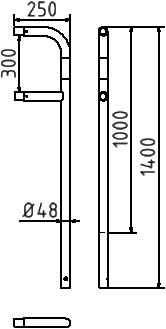 Schake Balustradă de protecție, Ø 48 mm, oțel zincat la cald, fix, pentru betonare, cod 448_80B