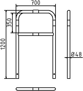 Schake Arc de protecție, Ø 48 × 2,5 mm, oțel zincat la cald, pentru betonare, cod 448_21B