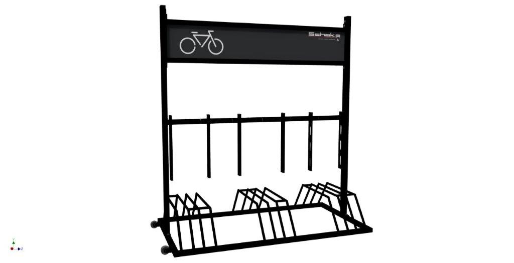 Schake Suport pentru biciclete, RAL 9005, 1230 × 254 mm, oțel zincat, mobil, cod 420_80B