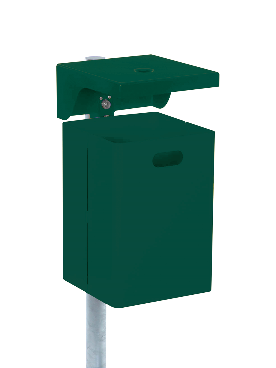 Schake Coș de gunoi, RAL 6005, 440 × 310 × 310 mm, oțel zincat, cod 4035B
