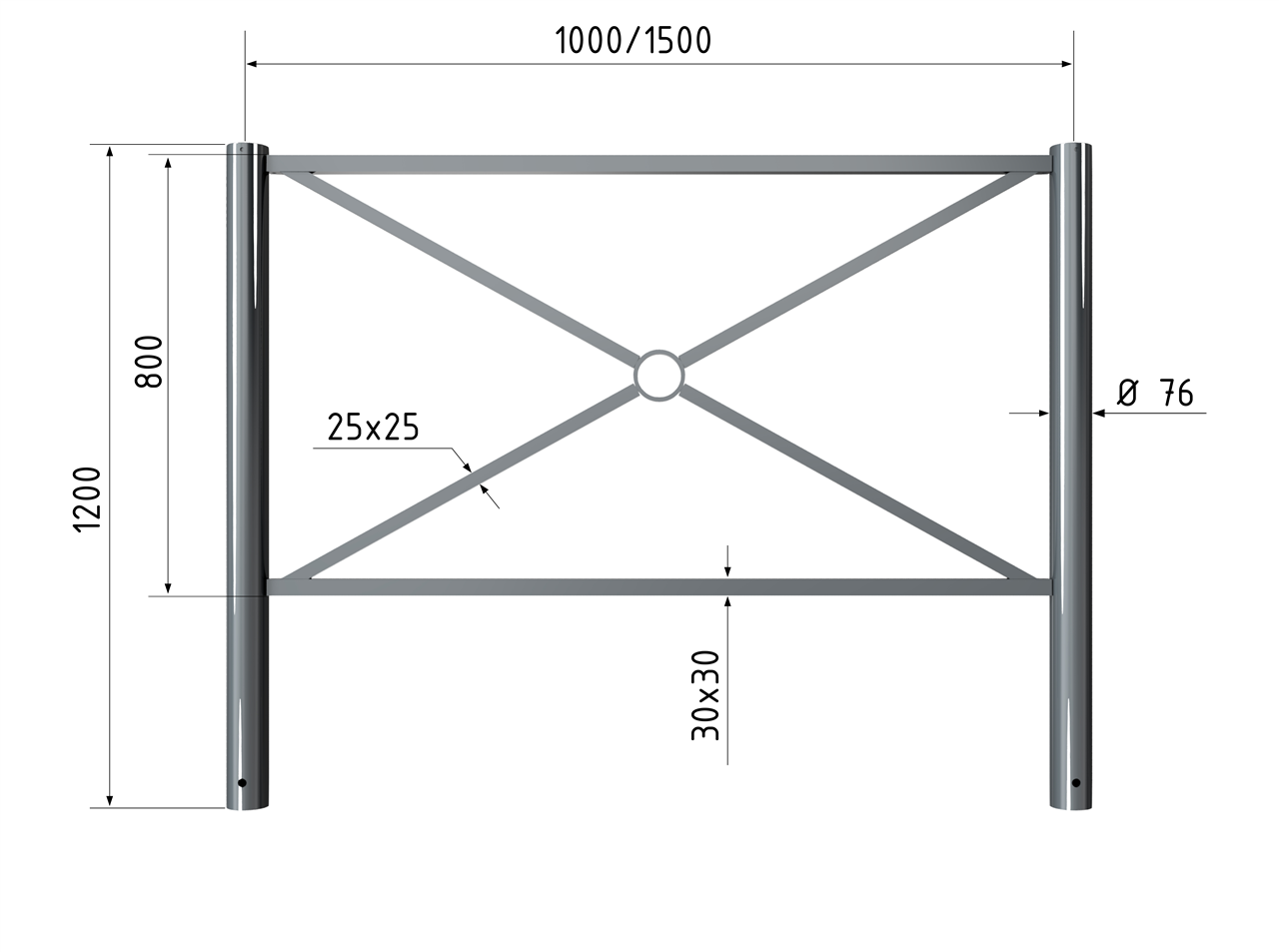 Schake Gard urban, DB 703, Ø 76 mm, 30 × 30 mm, oțel zincat la cald, cod 418_7040B