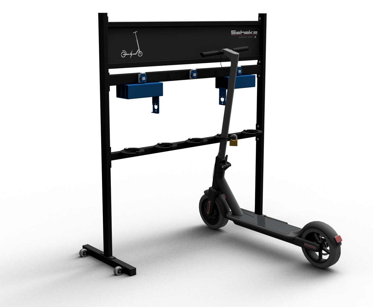 Schake Suport pentru trotinete, RAL 9005, 1230 × 254 mm, oțel zincat, mobil, cod 420_90BE