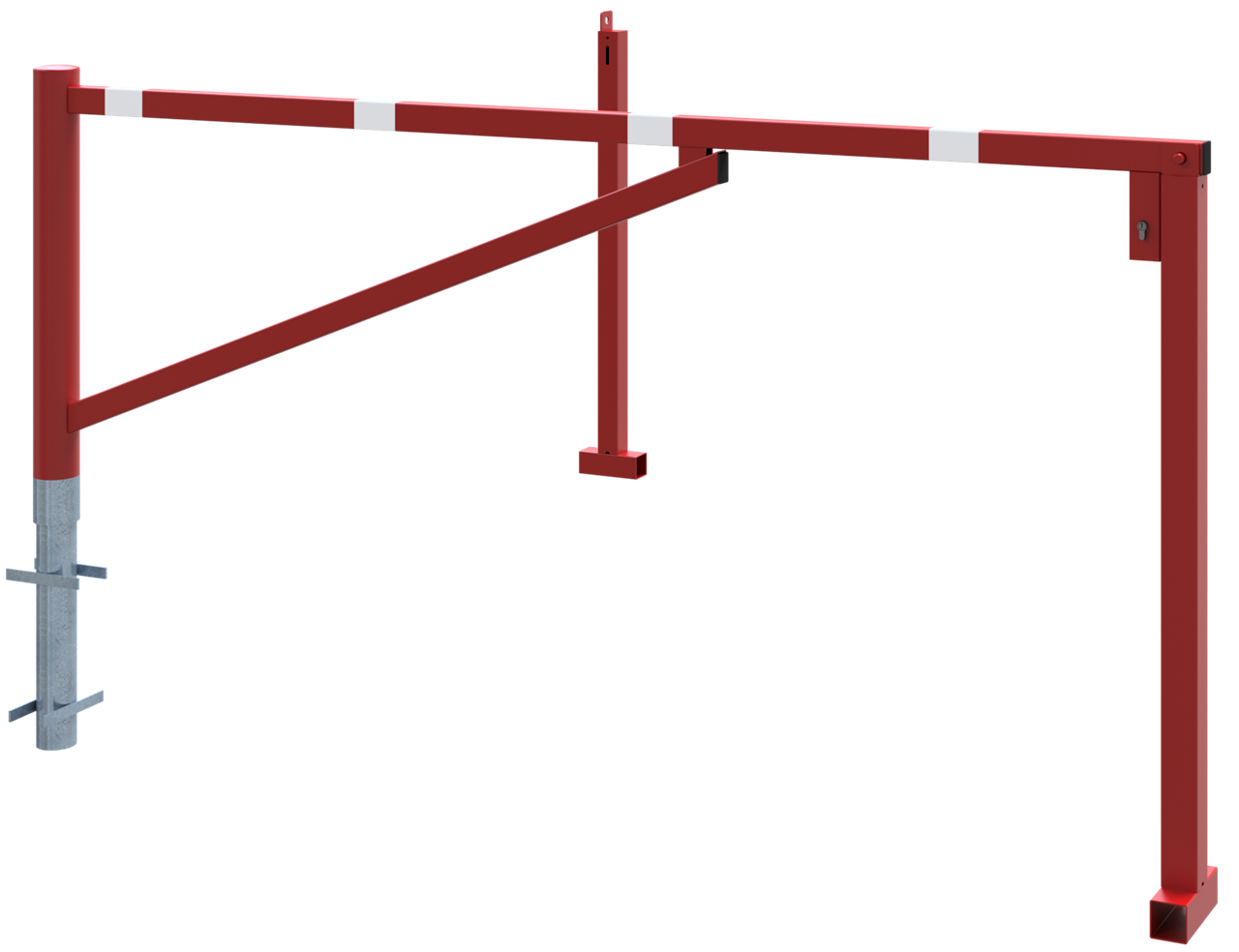 Schake Barieră batantă, Ø 102 mm, 60 × 40 mm, oțel zincat la cald, cu închidere, pentru betonare, cod 413_250ZB