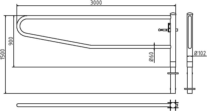Schake Barieră batantă, oțel zincat la cald, cu închidere, pentru betonare, cod 413_301V
