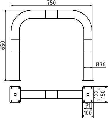 Schake Protecție anti-impact, Ø 76 mm, oțel zincat la cald, galben/negru, fix, cod 477_05PBG