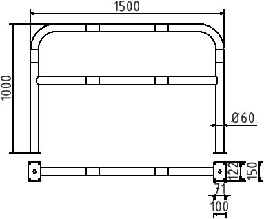 Schake Arc de protecție, Ø 60 × 2,5 mm, Ø 60 mm, oțel zincat la cald, fix, cod 465_63B