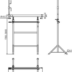 Schake Capră de schelă, K1200, Ø 48,3 mm, 2 m, pliabil, cod 10130